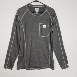 Carhartt Men's Size L Long Sleeve Base Layer Gray White Contrast Hem Workwear